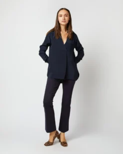 Nyala Blouse In Navy Silk Crepe De Chine 11 Nyala Blouse In Navy Silk Crepe De Chine -ULLA JOHNSON SHOP S70504 1373
