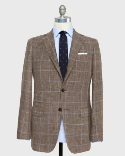 Virgil No. 2 Jacket In Brown Mix/Blue/Bone Windowpane Hopsack