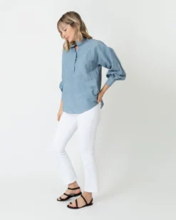 Anaya Popover Shirt In Extra Light Washed Cotolino Chambray 9 Anaya Popover Shirt In Extra Light Washed Cotolino Chambray -ULLA JOHNSON SHOP S70927 2