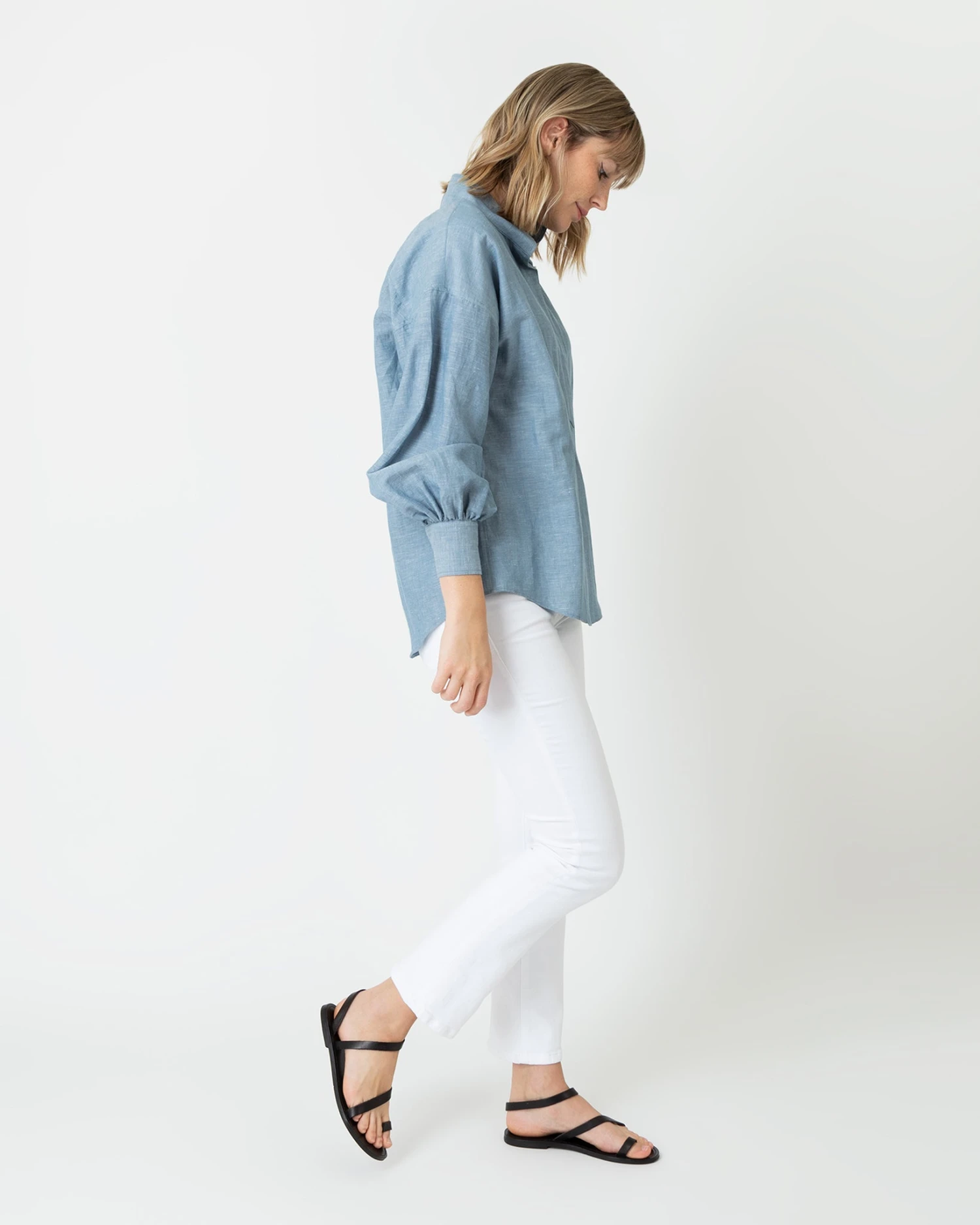 Anaya Popover Shirt In Extra Light Washed Cotolino Chambray 5 Anaya Popover Shirt In Extra Light Washed Cotolino Chambray - Image 5