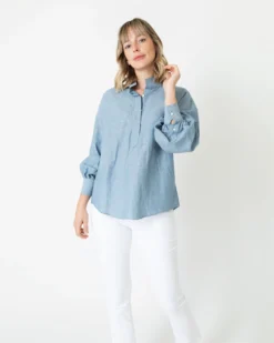 Anaya Popover Shirt In Extra Light Washed Cotolino Chambray 12 Anaya Popover Shirt In Extra Light Washed Cotolino Chambray -ULLA JOHNSON SHOP S70927 5