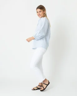 Isla Shirt In Steel Blue/White Stripe Chambray -ULLA JOHNSON SHOP S70935 3