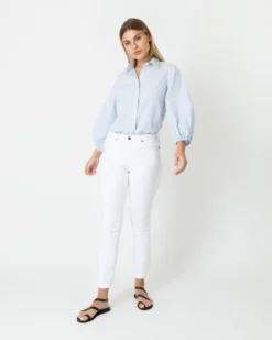 Isla Shirt In Steel Blue/White Stripe Chambray -ULLA JOHNSON SHOP S70935 8