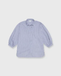 Volume Kimono Shirt In Blue/White Stripe Chambray