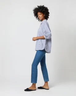 Volume Kimono Shirt In Blue/White Stripe Chambray -ULLA JOHNSON SHOP S70948 2235