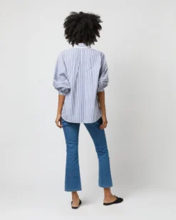 Volume Kimono Shirt In Blue/White Stripe Chambray -ULLA JOHNSON SHOP S70948 2242