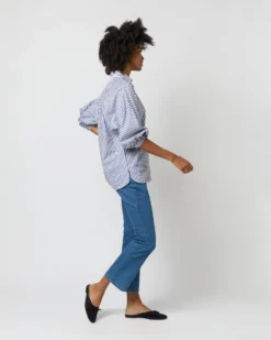 Volume Kimono Shirt In Blue/White Stripe Chambray -ULLA JOHNSON SHOP S70948 2246