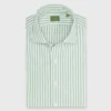 Spread Collar Sport Shirt In Clover Stripe Chambray