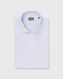 Spread Collar Dress Shirt In Lavender Multi Stripe Poplin