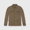 Military Jacket In Wheat/Chocolate Herringbone Harris Tweed