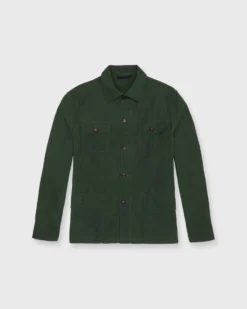 Military Jacket In Forest Dry Waxed Poplin