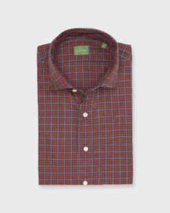 Spread Collar Sport Shirt In Sunset/Wintergreen Check Poplin