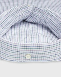 Button-Down Sport Shirt In Lavender/Navy/Forest Tattersall Poplin 5 Button-Down Sport Shirt In Lavender/Navy/Forest Tattersall Poplin -ULLA JOHNSON SHOP S71047 338