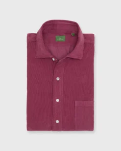 Spread Collar Sport Shirt In Mulberry Corduroy