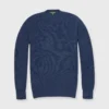 Thermal-Stitch Crewneck Sweater In Heather Denim Cashmere