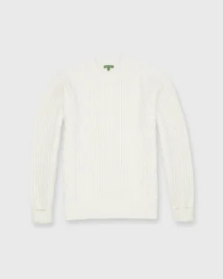 Aran Sweater In Ivory Wool/Baby Alpaca Blend