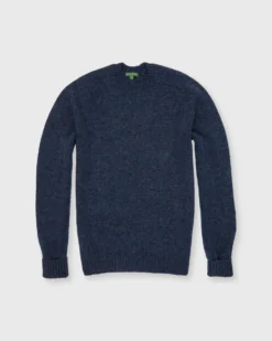 Washed Off-Gauge Crewneck Sweater In Heather Ink Wool