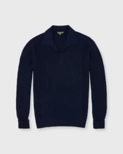 Baja Sweater In Navy Wool/Cotton Blend