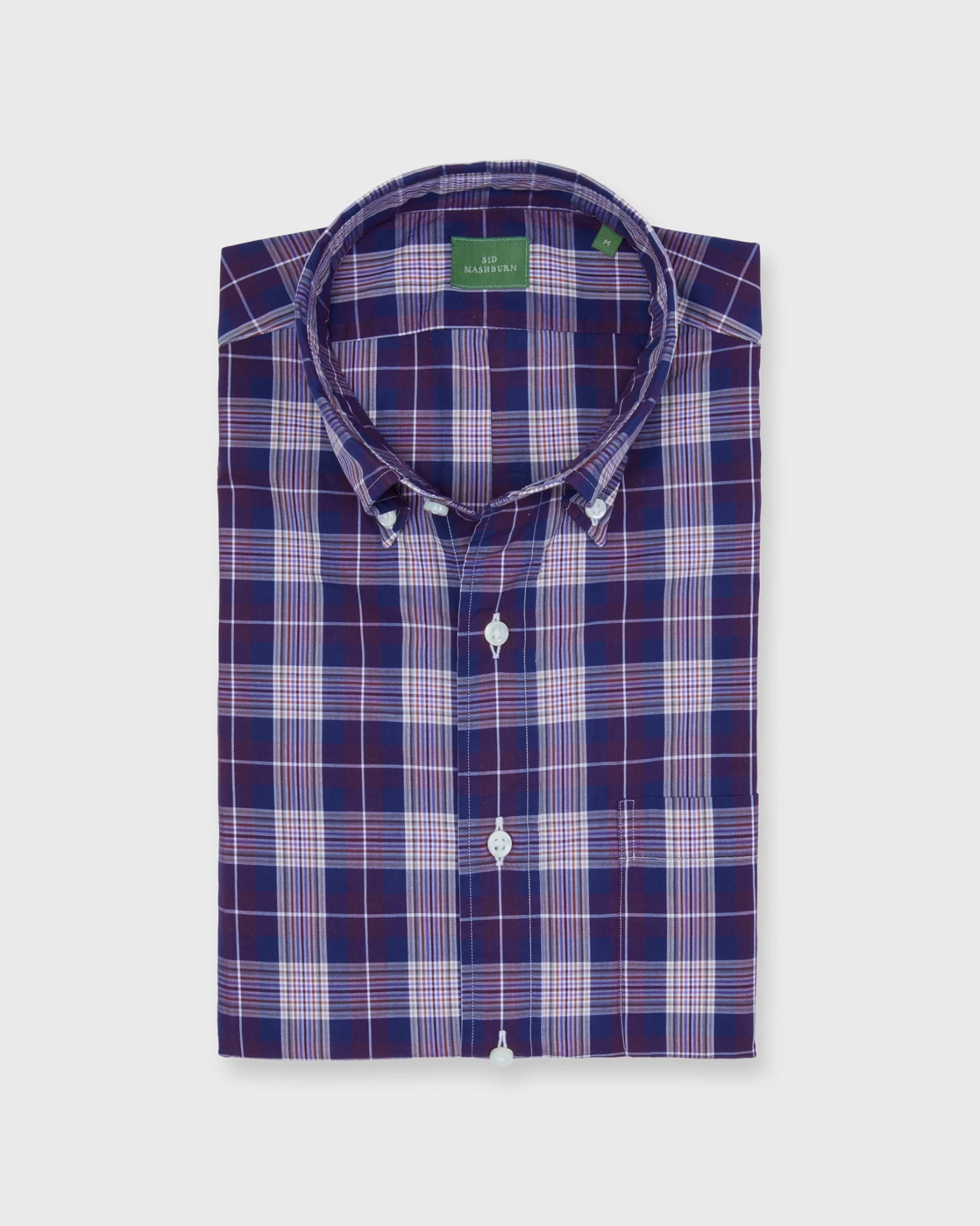 Button-Down Sport Shirt In Merlot/Lavender/Ochre Plaid Poplin 1 Button-Down Sport Shirt In Merlot/Lavender/Ochre Plaid Poplin