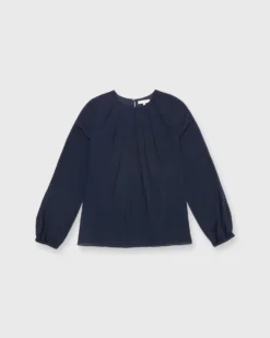 Alex Top In Navy Double Georgette Silk