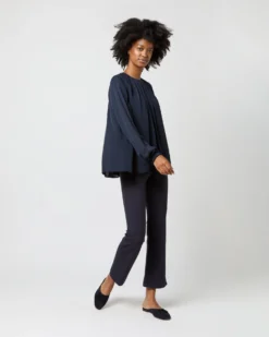 Alex Top In Navy Double Georgette Silk -ULLA JOHNSON SHOP S71361 1700