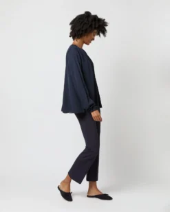 Alex Top In Navy Double Georgette Silk -ULLA JOHNSON SHOP S71361 1726