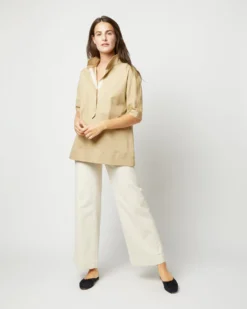 Soleil Shirt In Khaki Stretch Sateen