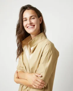 Soleil Shirt In Khaki Stretch Sateen 12 Soleil Shirt In Khaki Stretch Sateen -ULLA JOHNSON SHOP S71364 2683
