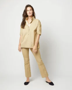Soleil Shirt In Khaki Stretch Sateen 14 Soleil Shirt In Khaki Stretch Sateen -ULLA JOHNSON SHOP S71365 2864