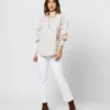 Anaya Popover Shirt In Taupe/White Multi Stripe Poplin