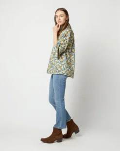 Long-Sleeved Maeve Smocking Top In Blue/Gold Nysa Liberty Fabric -ULLA JOHNSON SHOP S71377 3462