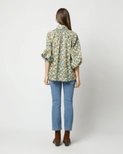 Long-Sleeved Maeve Smocking Top In Blue/Gold Nysa Liberty Fabric -ULLA JOHNSON SHOP S71377 3477