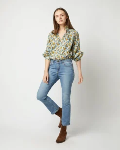 Long-Sleeved Maeve Smocking Top In Blue/Gold Nysa Liberty Fabric -ULLA JOHNSON SHOP S71377 3574