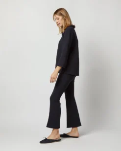 Camilla Top In Navy Double-Weave Wool -ULLA JOHNSON SHOP S71389 2172