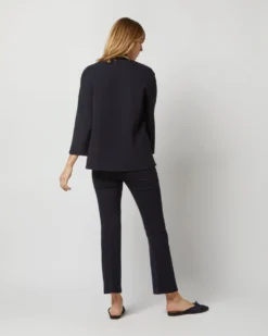 Camilla Top In Navy Double-Weave Wool -ULLA JOHNSON SHOP S71389 2176
