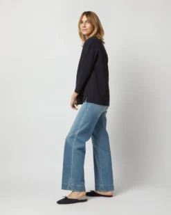 Camilla Top In Navy Double-Weave Wool -ULLA JOHNSON SHOP S71389 2257