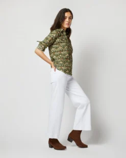 Western Shirt In Hunter Multi Strawberry Thief Liberty Fabric -ULLA JOHNSON SHOP S71391 1181