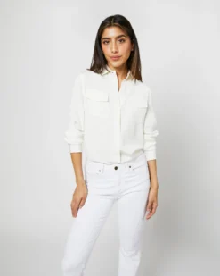 Hannah Blouse In Ivory Silk Crepe De Chine -ULLA JOHNSON SHOP S71401 1551