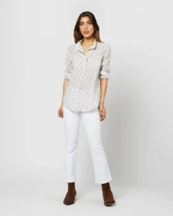 Frill Shirt In Ivory/Lavender Emma Victoria Liberty Fabric