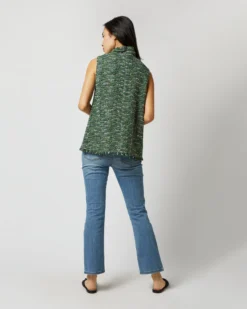 Sleeveless Ana Fringe Top In Green/Pink Tweed -ULLA JOHNSON SHOP S71405 6122