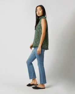 Sleeveless Ana Fringe Top In Green/Pink Tweed -ULLA JOHNSON SHOP S71405 6133