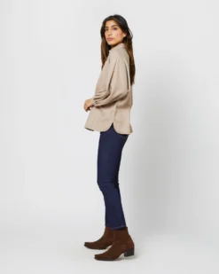 Volume Kimono Shirt In Camel Brushed Herringbone -ULLA JOHNSON SHOP S71415 4369