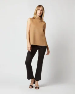 Sleeveless Ana Top In Camel Double-Faced Melton