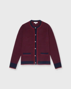 Katie Cardigan In Bordeaux Cotton/Cashmere