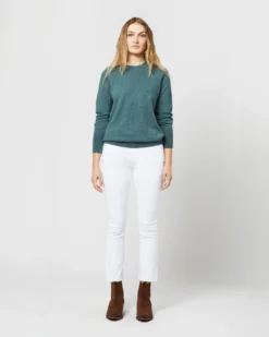 Cydney Boyfriend Crewneck Sweater In Heather Pine Cashmere