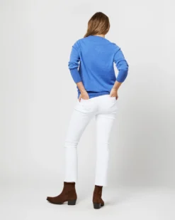 Cydney Boyfriend V-Neck Sweater In Bright Blue Cashmere -ULLA JOHNSON SHOP S71426 1682