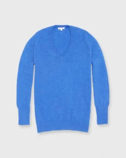 Cydney Boyfriend V-Neck Sweater In Bright Blue Cashmere