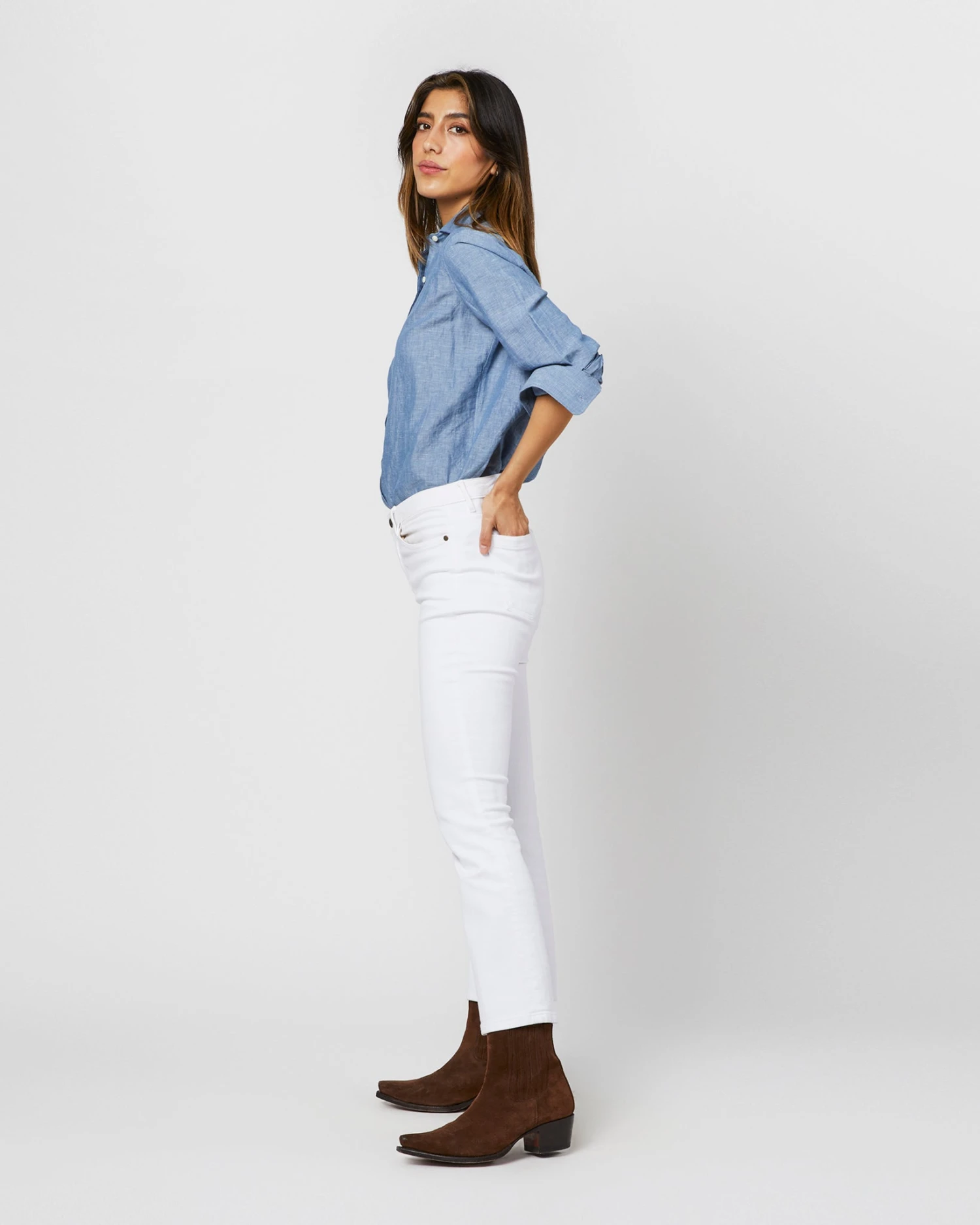 Understudy Shirt In Extra Light Washed Cotolino Chambray 7 Understudy Shirt In Extra Light Washed Cotolino Chambray - Image 7