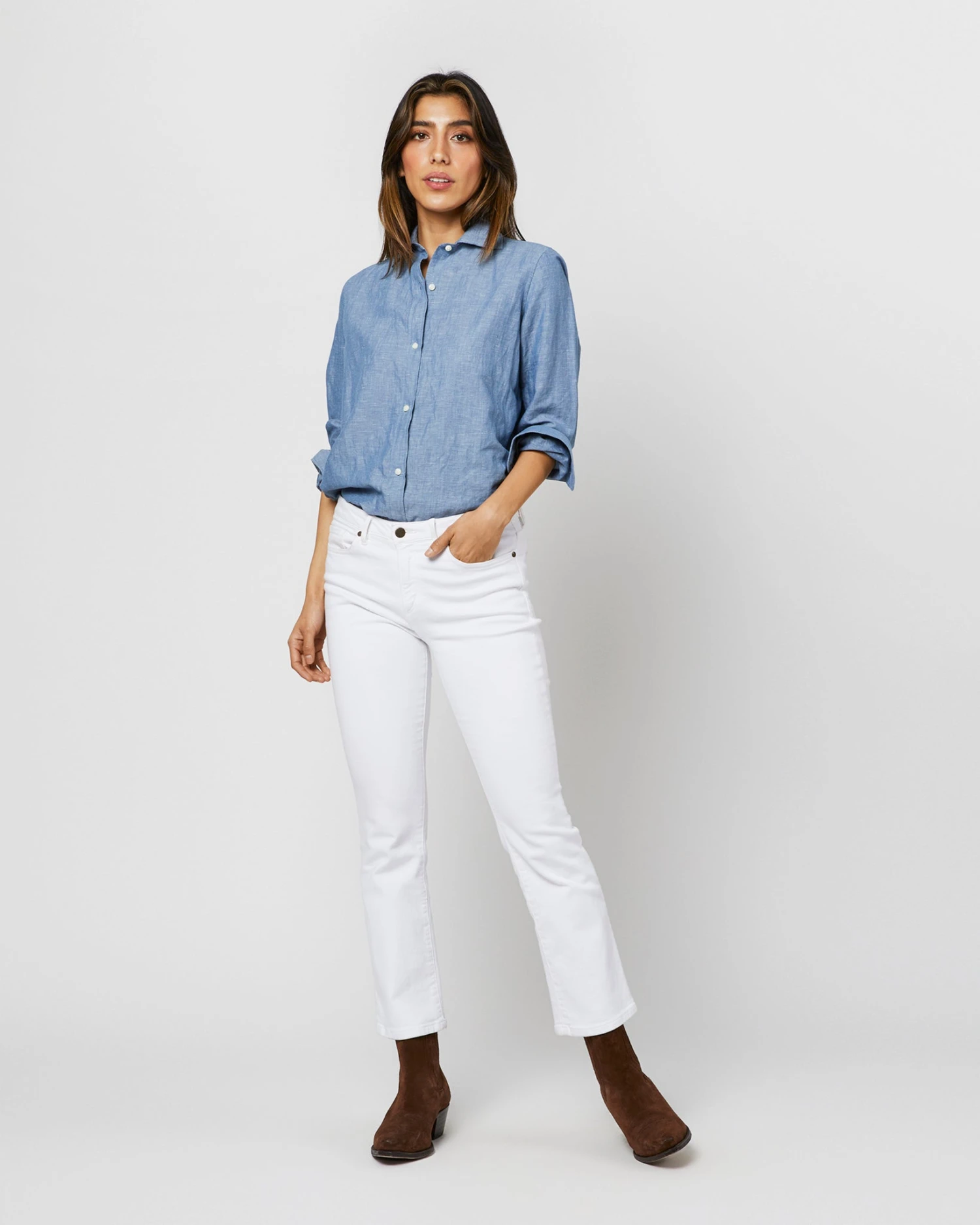 Understudy Shirt In Extra Light Washed Cotolino Chambray 3 Understudy Shirt In Extra Light Washed Cotolino Chambray - Image 3