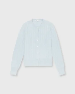 Cable Cardigan In Frost Cashmere